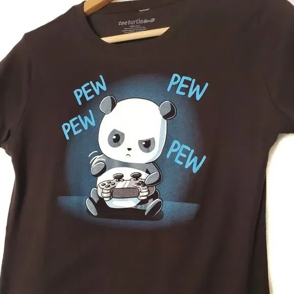 Tee Turtle | Gamer "Pew Pew" Panda Fitted Tee - Picture 2 of 4